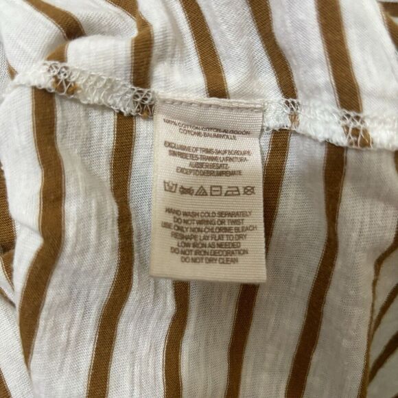 Free People Top Womens Medium Multicolor Stripe Scoop Neck Cotton Crochet Sleeve - Picture 8 of 9